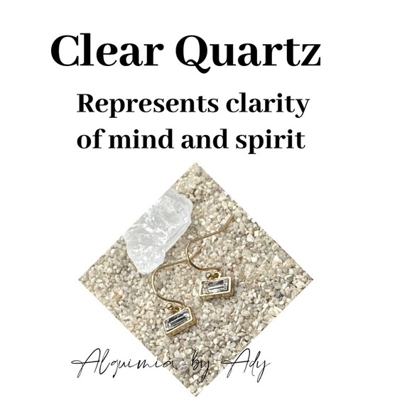 Clear aura Quartz studs statement earrings - Picture 3 of 4